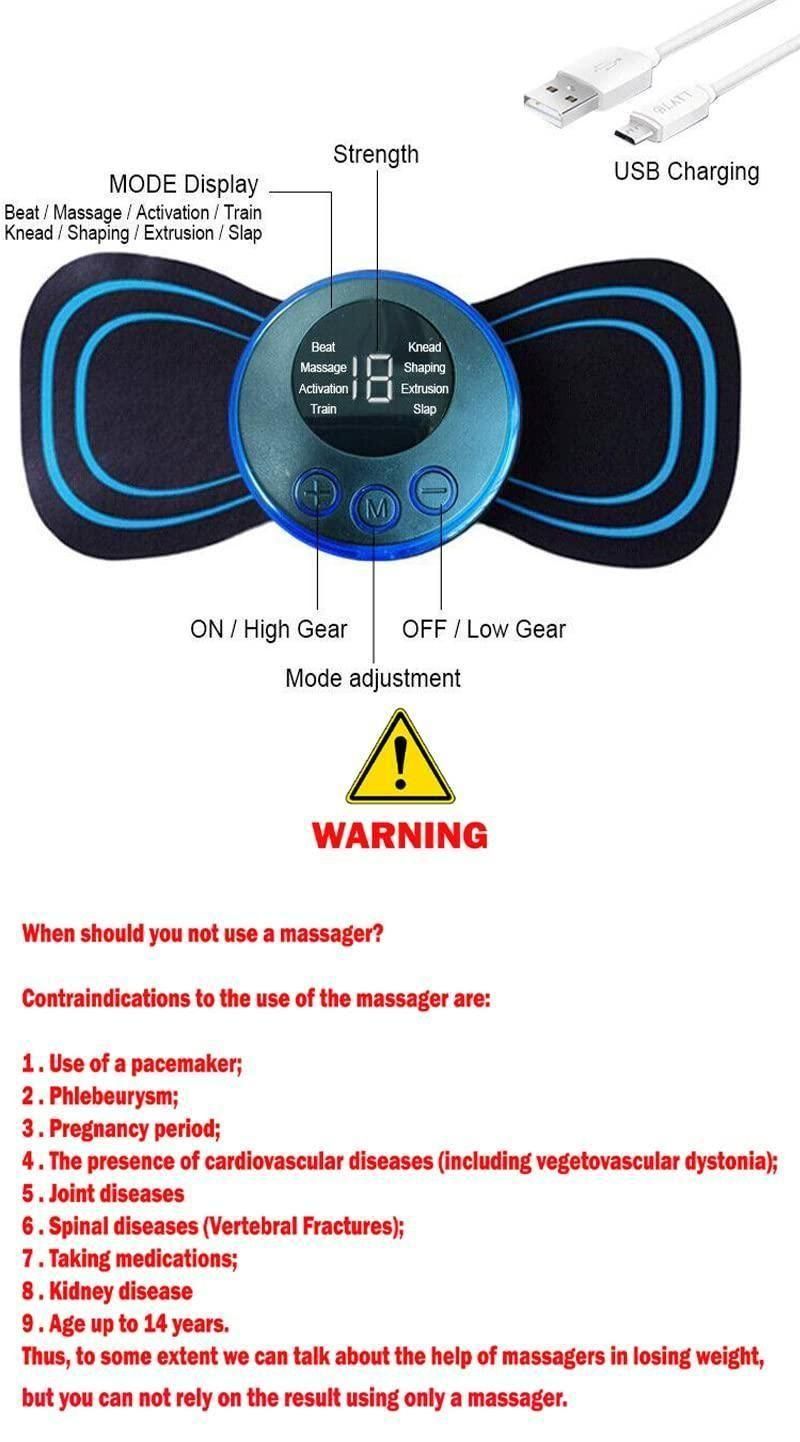 Rechargeable Mini Electric Massager – 8 Modes & 19 Strength Levels for Shoulder, Arms, Legs, and Back Pain Relief (Portable & Quiet, Unisex)