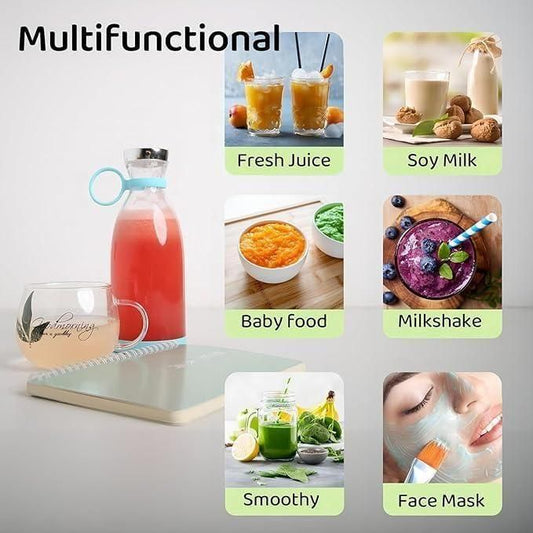 Travel Portable Mini Juice Blender - USB Rechargeable, Lightweight Personal Juicer Bottle