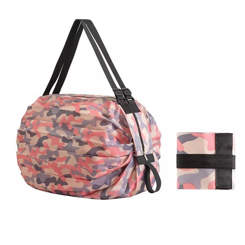 Two Pieces Foldable Shopping Bag - Lightweight Waterproof Travel Tote with Shoulder Strap