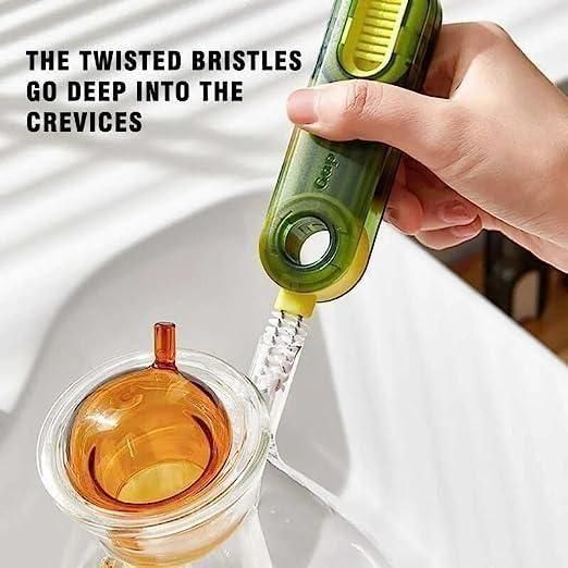 3 in 1 Bottle Gap Cleaner Brush with Mini Silicone Cup Holder Cleaner – Multi-Purpose Crevice Cleaning Tool (Pack of 2)