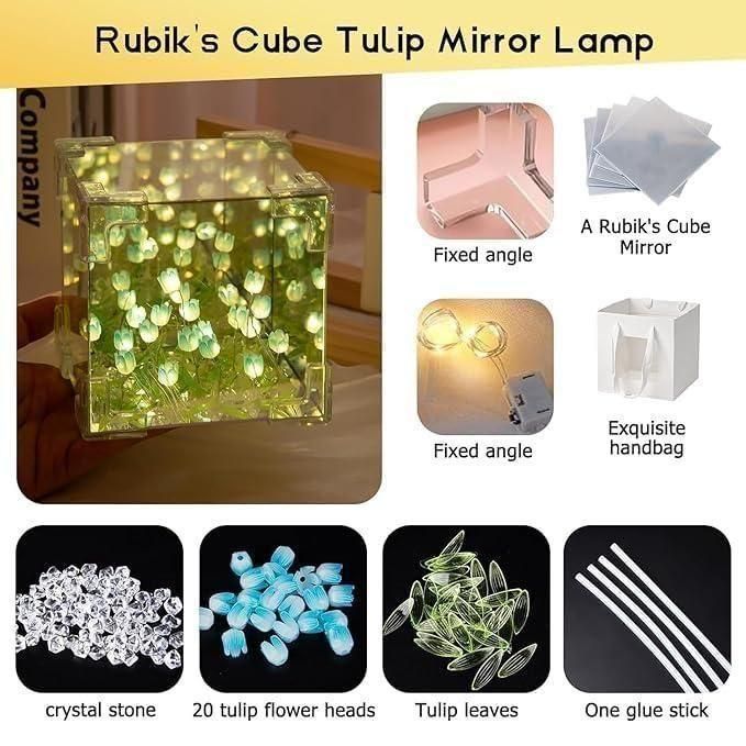 Tulip Cube Mirror Lamp – Multicolor Decorative LED Light