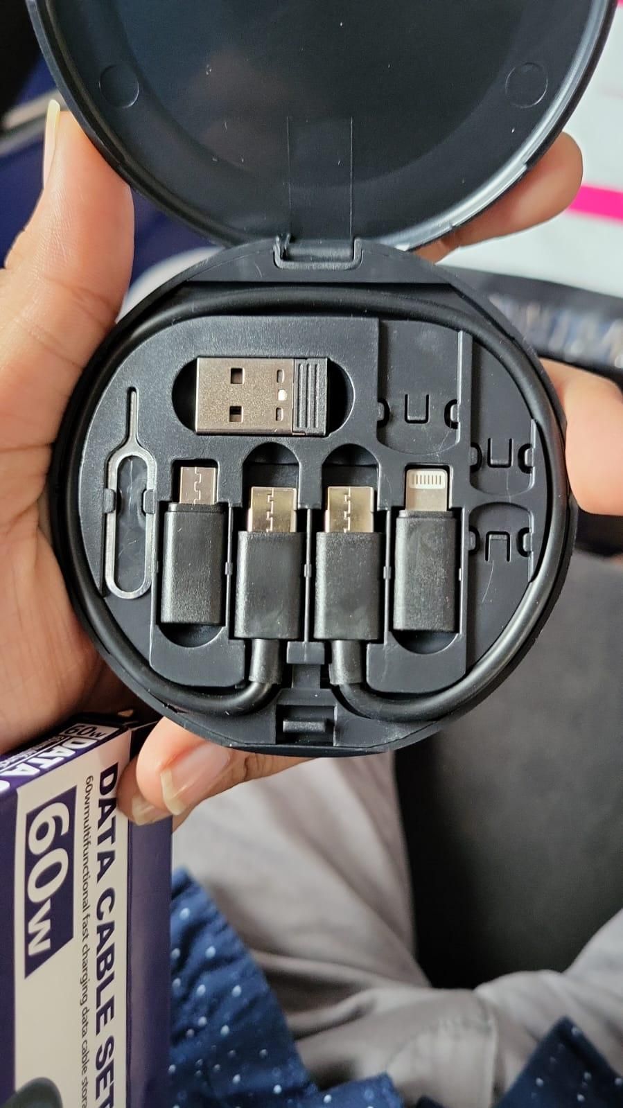 5-in-1 Fast Charging Travel Cable Set – 60W Multi-Port USB Type-C, Lightning, Micro USB Kit with Storage Case