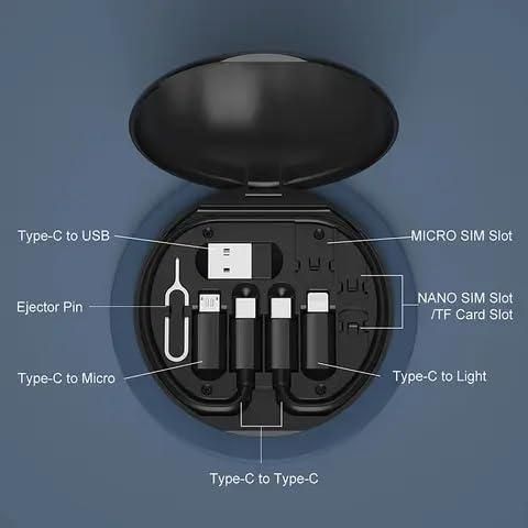 5-in-1 Fast Charging Travel Cable Set – 60W Multi-Port USB Type-C, Lightning, Micro USB Kit with Storage Case
