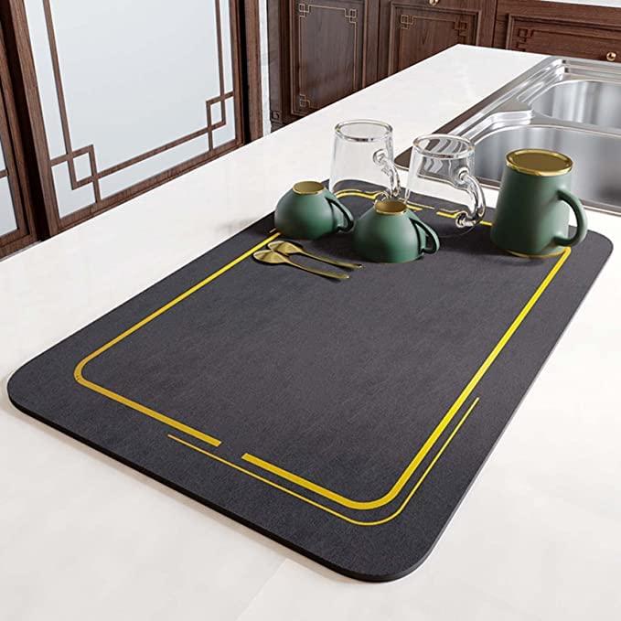 Lightweight & Washable Quick-Drying Mat – Pack of 2, Water Absorbent Anti-Slip Rubber Mats for Kitchen, Bathroom & Home Use (40 x 30 cm)