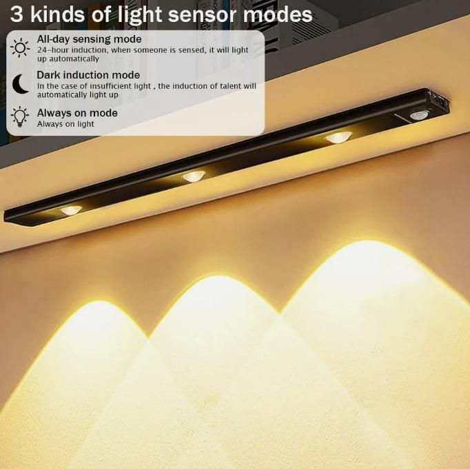 LED PIR Motion Sensor Cabinet Light with USB Rechargeable, Wireless, Dimmable, Colour Changing
