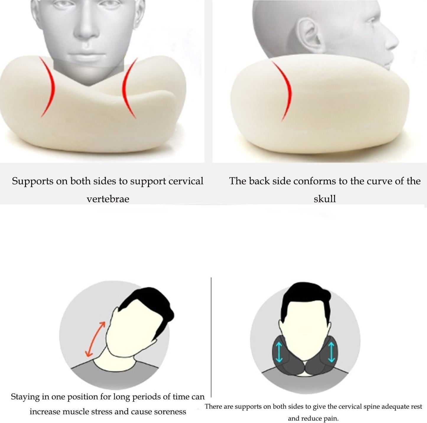 Wander Plus Travel Neck Pillow – Compressible Memory Foam U-Shaped Pillow for Airplane, Train, Car & Office
