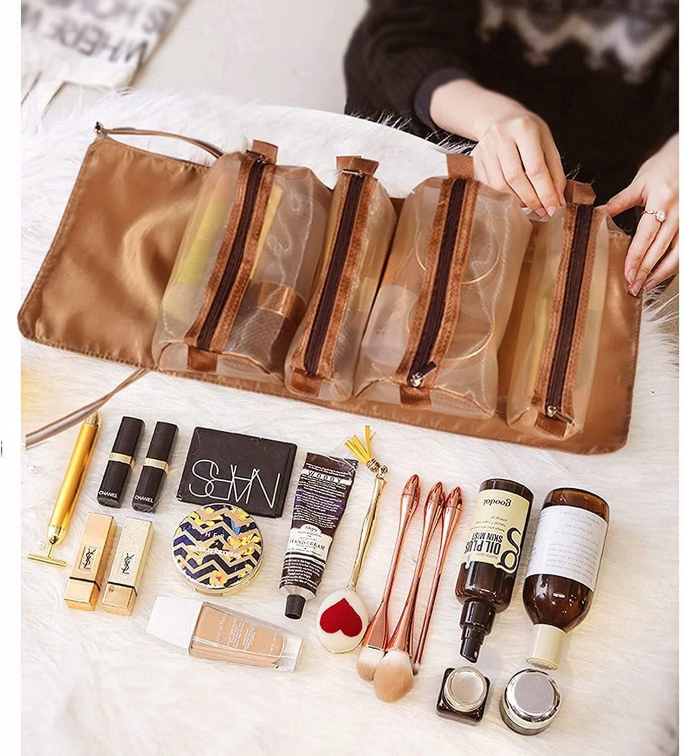 4-in-1 Detachable Hanging Toiletry Bag – Foldable Travel Makeup Organizer Pouch
