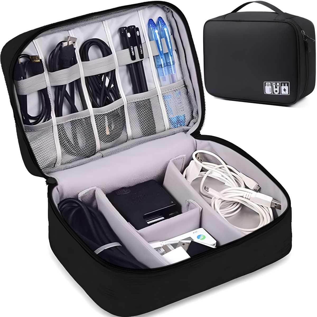 Universal Travel Gadget Organizer Bag – Waterproof Cable & Electronics Storage Case with Customizable Compartments