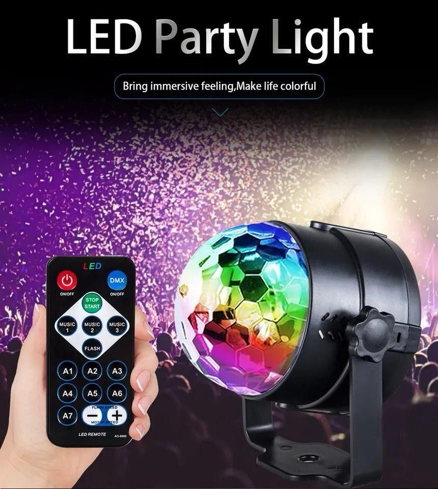 Party Disco Light with Remote Control – Colorful LED Rotating Disco Ball for Home Parties, Birthdays, Club & Event Decoration