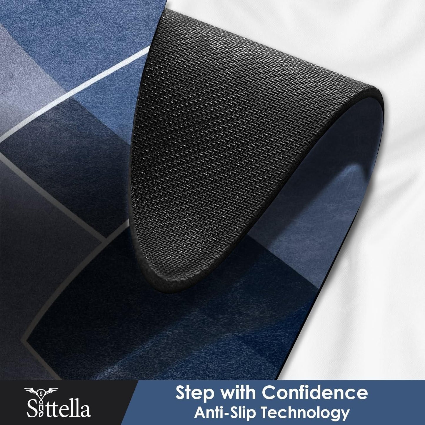 Rubber Floor Mat with Runner – Cotton Geometric Pattern, Anti-Skid & Water Absorbent (120x40 cm + 60x40 cm, Assorted Colors)