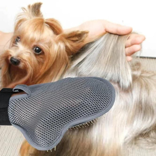 Stainless Steel Pet Grooming Glove – Gentle Deshedding Brush for Dogs & Cats (1 Pair)