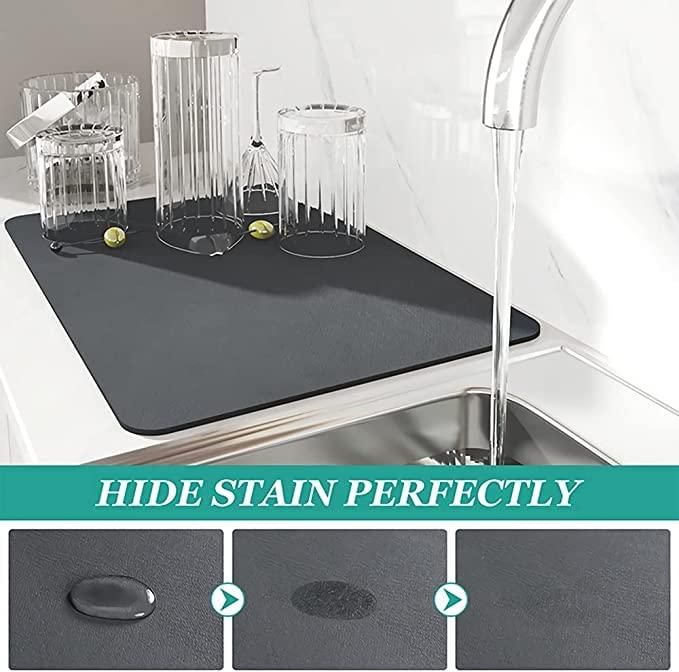Lightweight & Washable Quick-Drying Mat – Pack of 2, Water Absorbent Anti-Slip Rubber Mats for Kitchen, Bathroom & Home Use (40 x 30 cm)