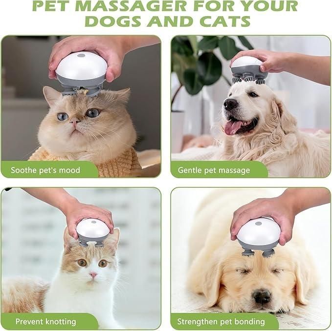 Electric Pet Cat Massager – Waterproof Silicone Vibration Head Massager for Pets