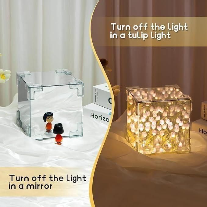 Tulip Cube Mirror Lamp – Multicolor Decorative LED Light