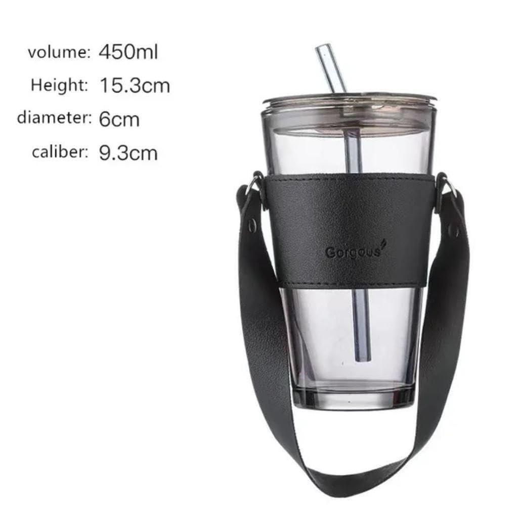 Reusable Glass Tumbler with Straw and Lid – Eco-Friendly Drinking Cup for Water, Juice, Coffee, Tea