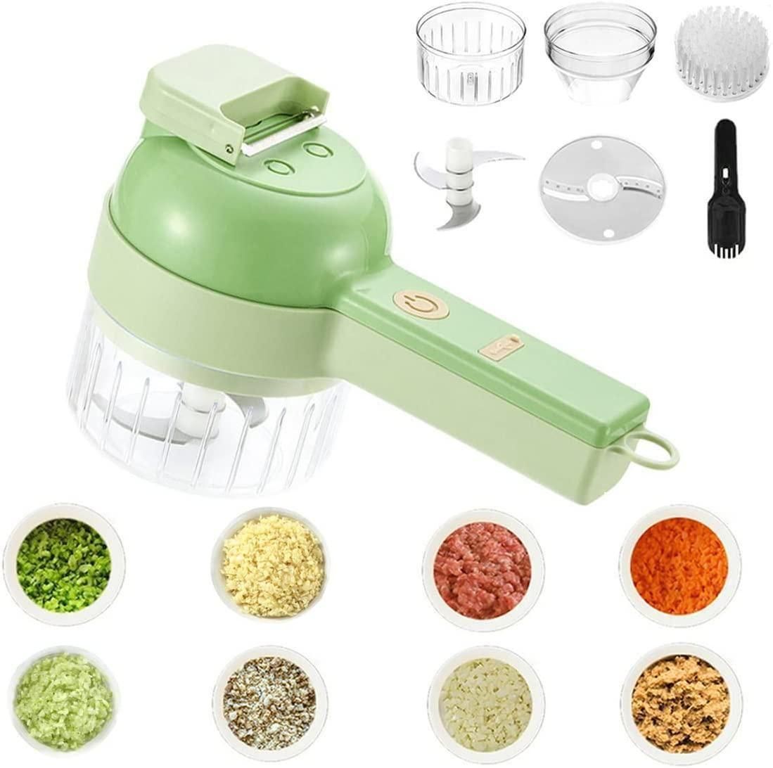 4 in 1 Portable Electric Vegetable Cutter Set - Wireless Food Processor with Brush