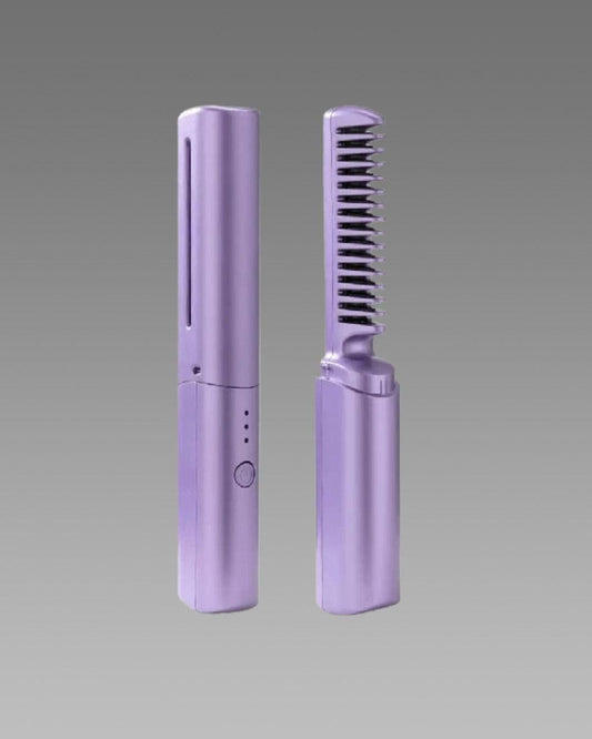 Meneflix Portable Mini Hair Straightener - Cordless Rechargeable Adjustable Hot Comb