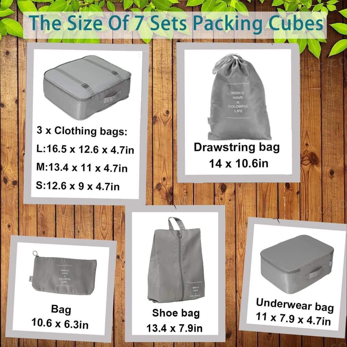 7 in 1 Travel Packing Cubes – Lightweight & Durable Organizer Bags for Efficient Luggage Packing