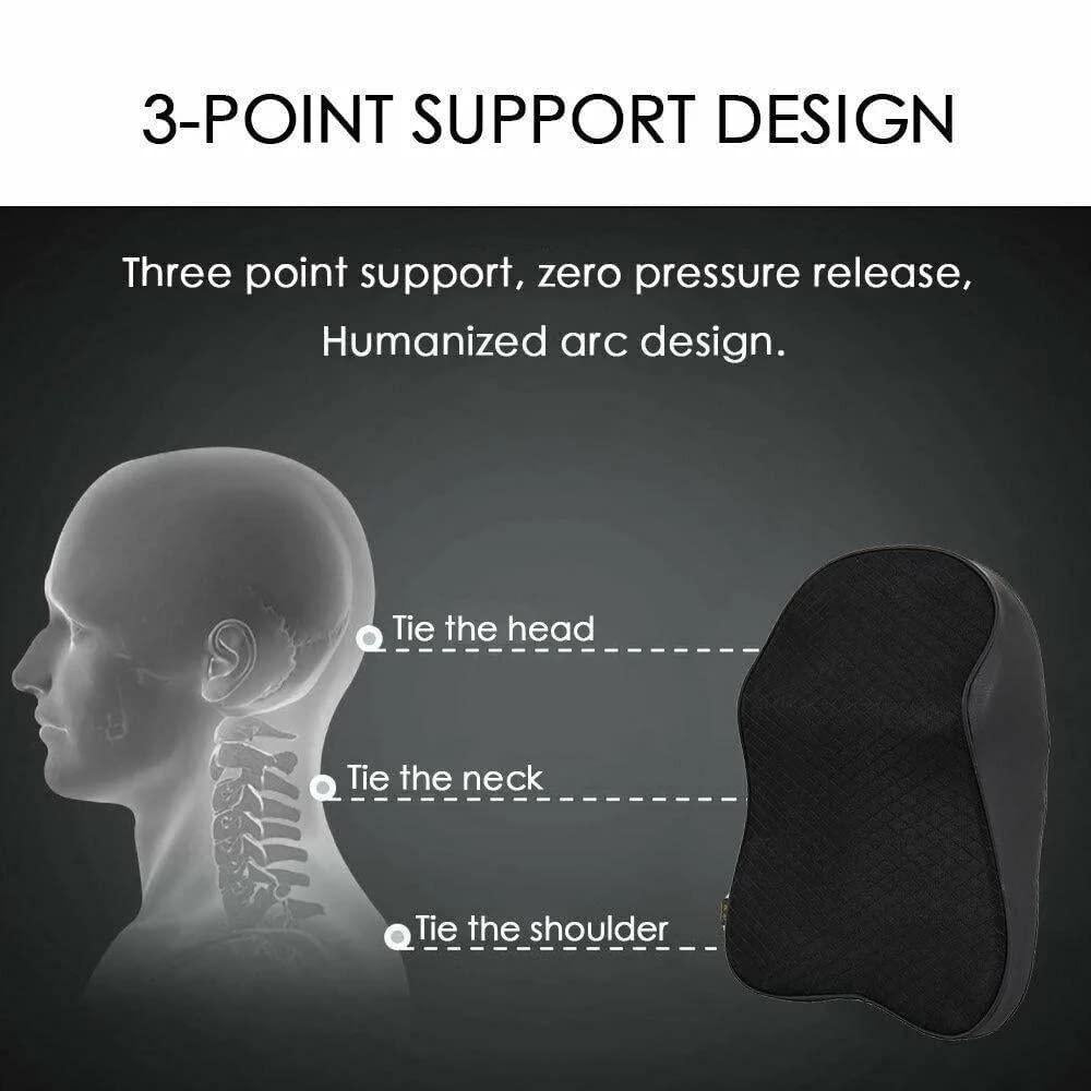 Memory Foam Support Neck Pillow for Car Seat & Office Chair – Ergonomic Headrest Cushio
