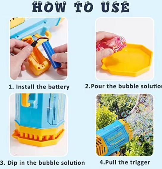 Automatic Bubble Gun Machine for Kids – Soap-Based Bubble Blower Toy, Fun Outdoor Play