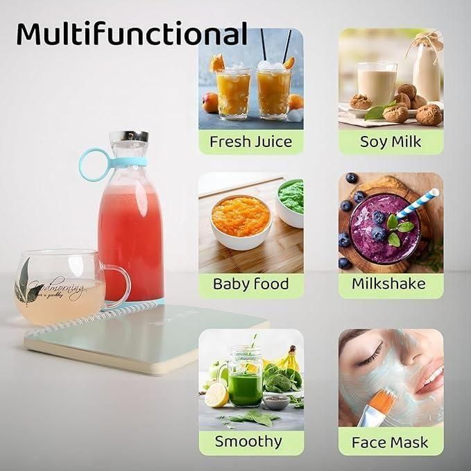 Travel Portable Mini Juice Blender - USB Rechargeable, Lightweight Personal Juicer Bottle