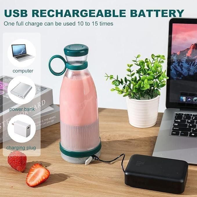 Travel Portable Mini Juice Blender - USB Rechargeable, Lightweight Personal Juicer Bottle