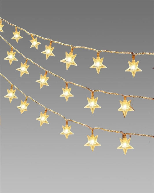 Star String Fairy Lights – 16 LED Warm White Waterproof Decorative Lights (3M, Snowflake Style)