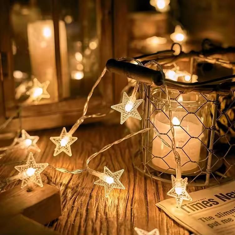 Star String Fairy Lights – 16 LED Warm White Waterproof Decorative Lights (3M, Snowflake Style)