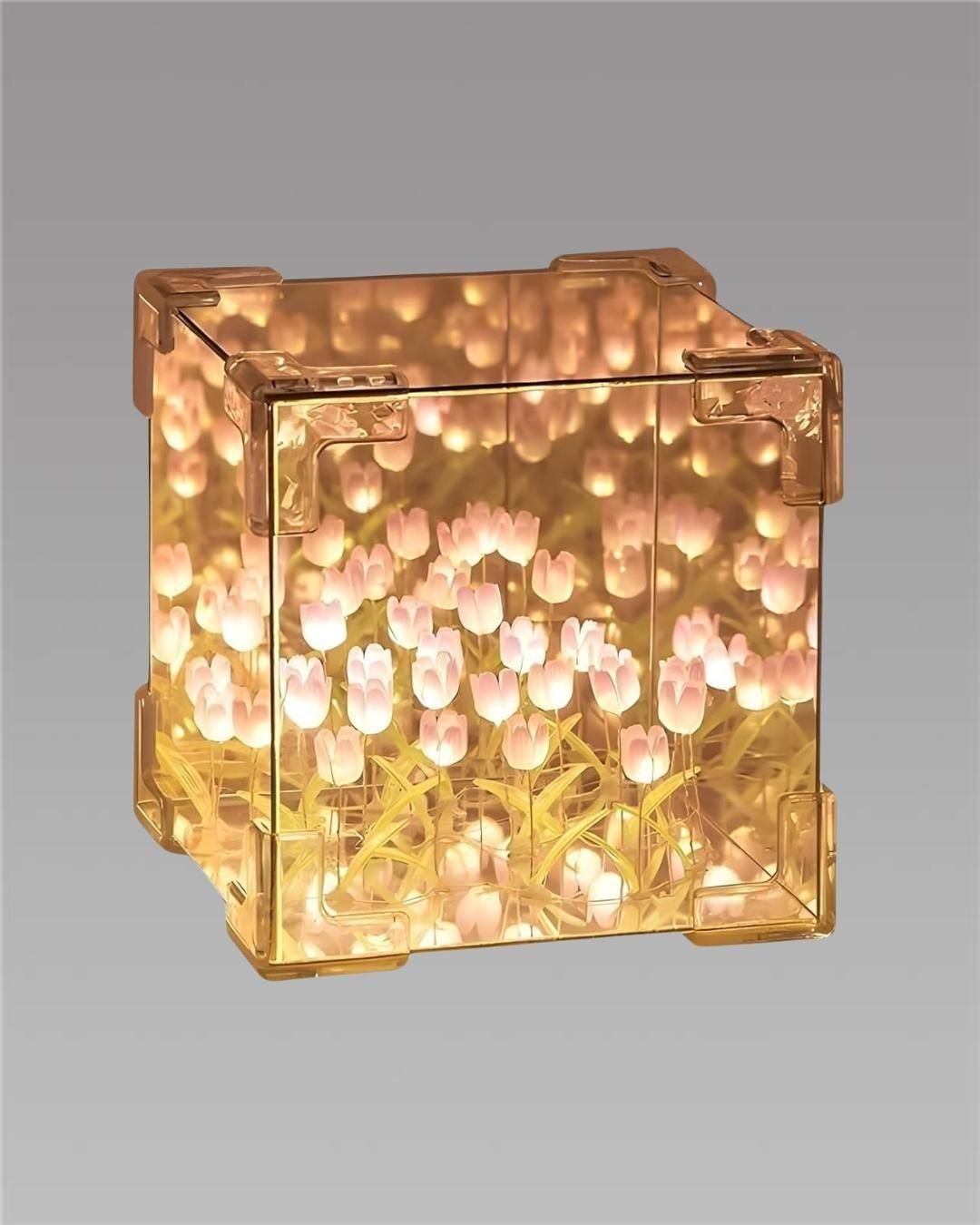 Tulip Cube Mirror Lamp – Multicolor Decorative LED Light