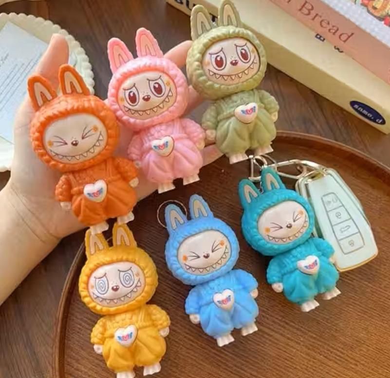 Labubu Face Changing Keychain – Cute Cartoon Pendant