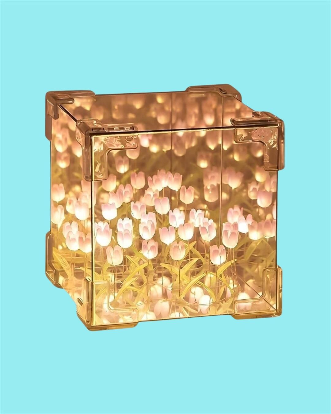 Tulip Cube Mirror Lamp – Multicolor Decorative LED Light