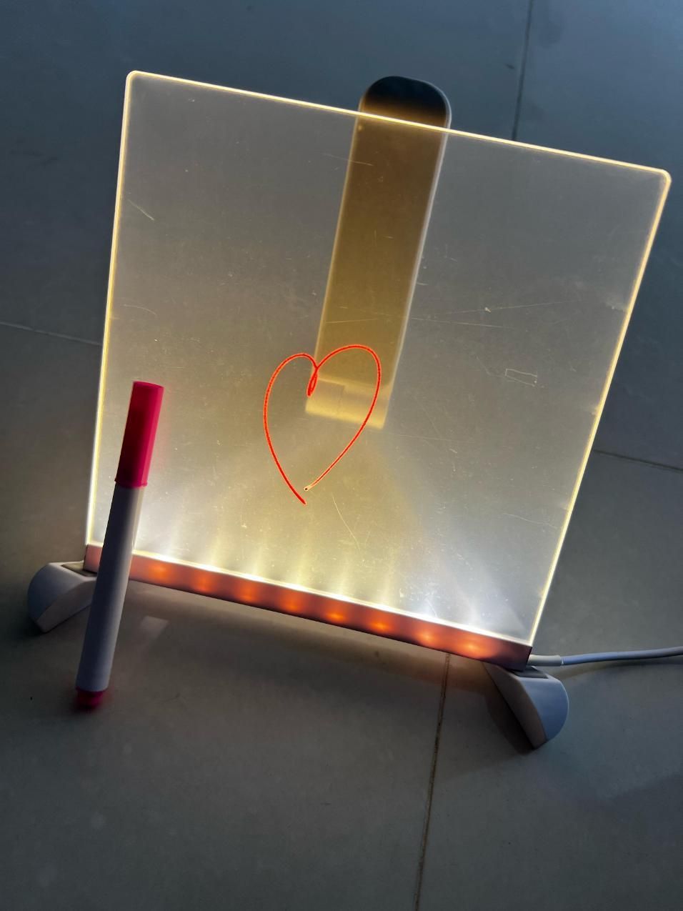 3D LED Light Glass Acrylic Writing Pad with 12 Pens - Message Board and Night Light