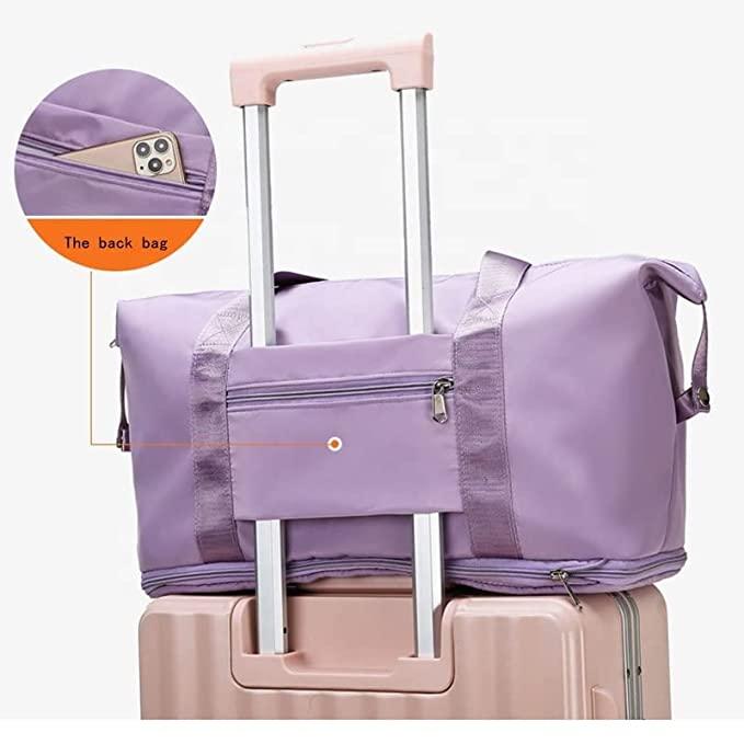 Nylon 22 Cms Foldable Travel Duffle Bag – Lightweight, Compact & Durable Lavender Travel Bag