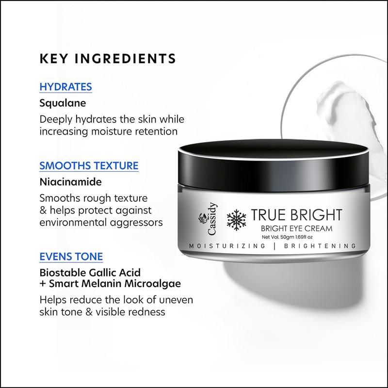 CASSIDY True Bright Eye Cream – Dark Circle, Puffiness & Fine Line Care (Pack of 2, 50gm Each)
