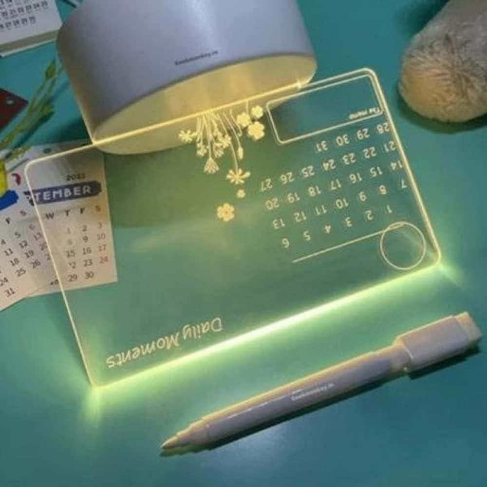 3D Acrylic LED Calendar Board with Pen – Writable Desk Planner & Customizable Night Light
