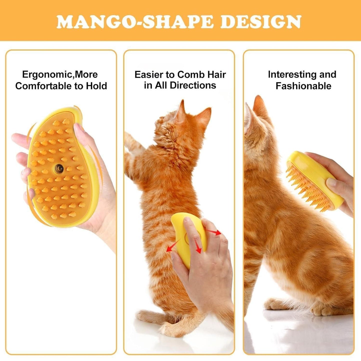 3 in 1 Steamy Pet Hairbrush - Cat Brush Cleaner with Vapor Steam, Massage & Fur Removal