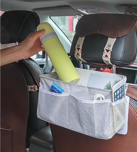 Bedside Hanging Multipocket Organizer - Polycotton & Linen Storage Organizer for Home and Car