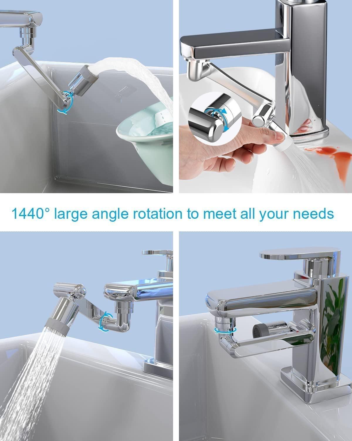 360° Rotating Faucet Extender Aerator – Dual Water Modes, Universal Splash Filter Tap for Kitchen & Bathroom