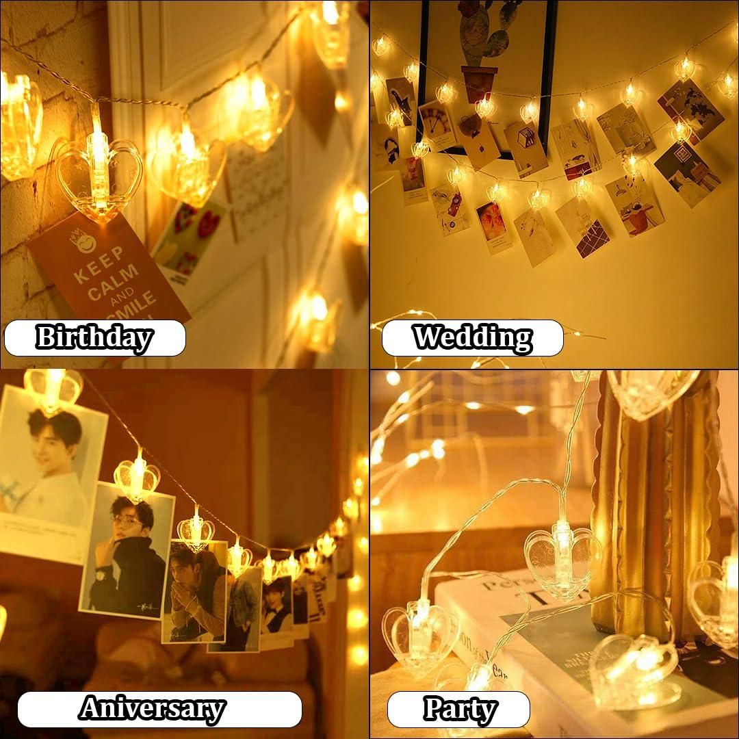 Heart Shaped LED String Lights for Decoration - Warm White Fairy Lights for Home, Bedroom, Parties & Gifts