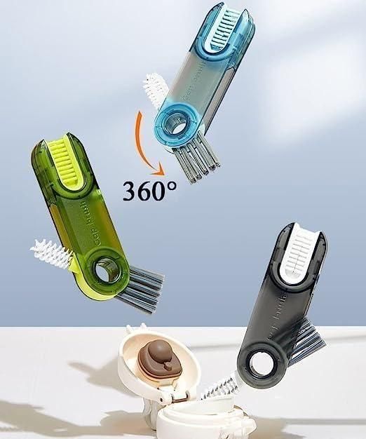 3 in 1 Bottle Gap Cleaner Brush with Mini Silicone Cup Holder Cleaner – Multi-Purpose Crevice Cleaning Tool (Pack of 2)