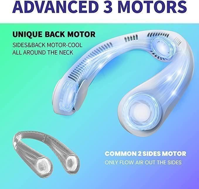 Portable Bladeless Hanging Rechargeable Neck Fan – Hands-Free Personal Cooling Device
