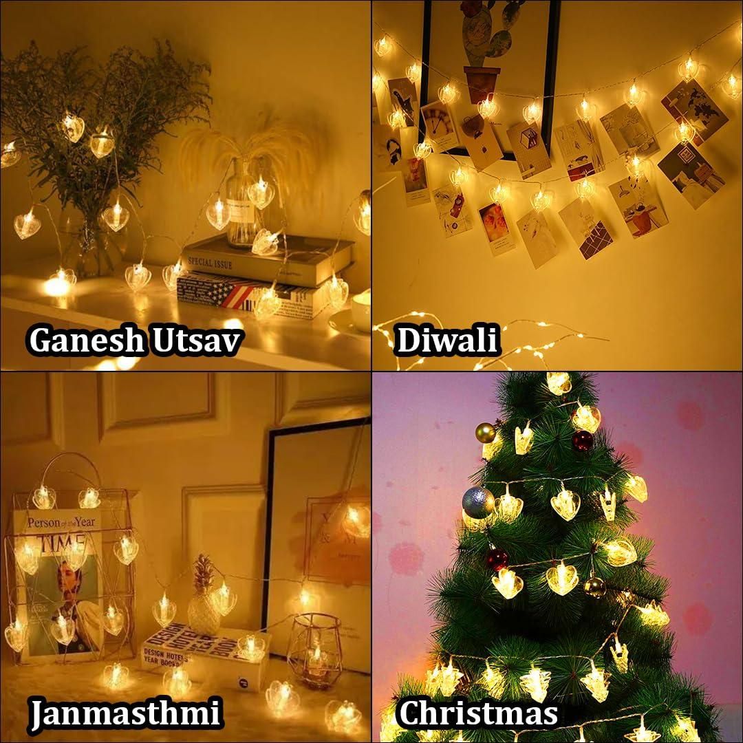 Heart Shaped LED String Lights for Decoration - Warm White Fairy Lights for Home, Bedroom, Parties & Gifts