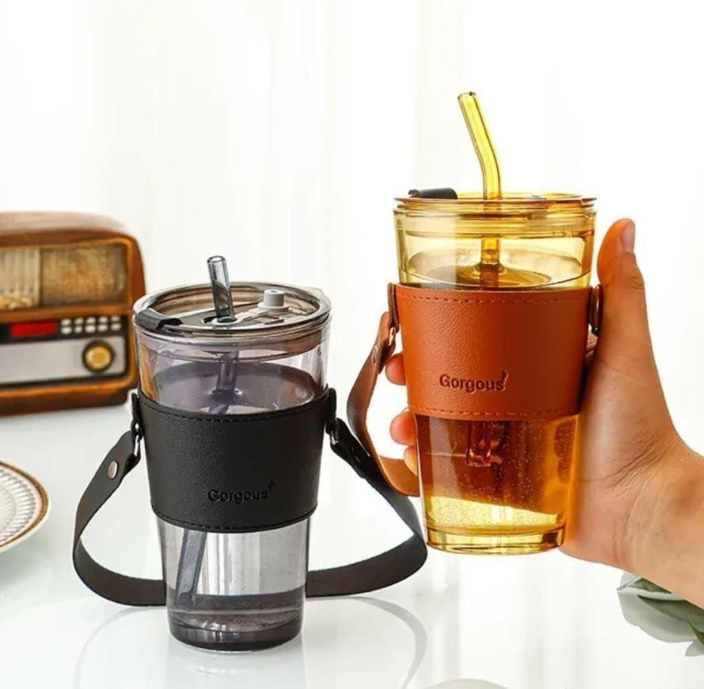 Reusable Glass Tumbler with Straw and Lid – Eco-Friendly Drinking Cup for Water, Juice, Coffee, Tea