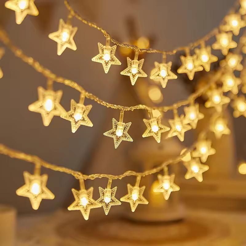Star String Fairy Lights – 16 LED Warm White Waterproof Decorative Lights (3M, Snowflake Style)