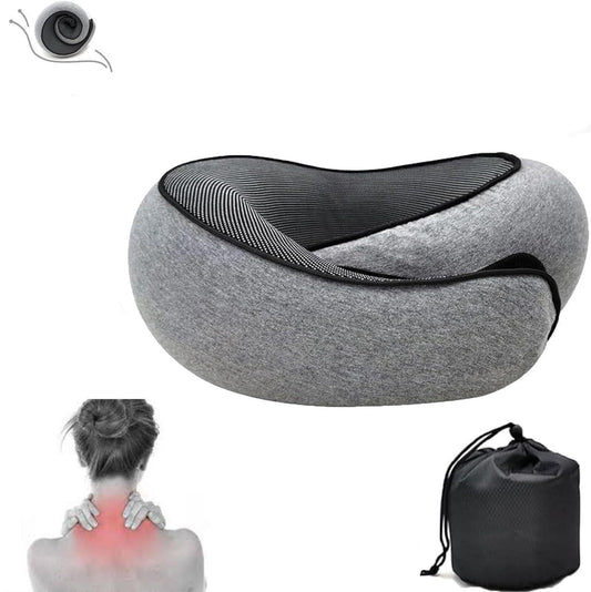 Wander Plus Travel Neck Pillow – Compressible Memory Foam U-Shaped Pillow for Airplane, Train, Car & Office