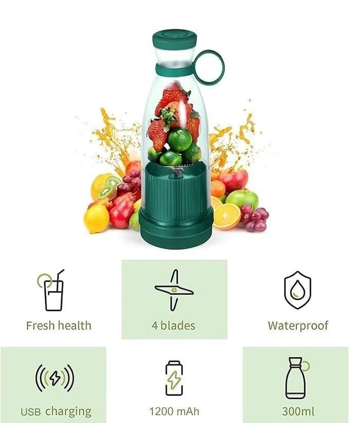 Travel Portable Mini Juice Blender - USB Rechargeable, Lightweight Personal Juicer Bottle