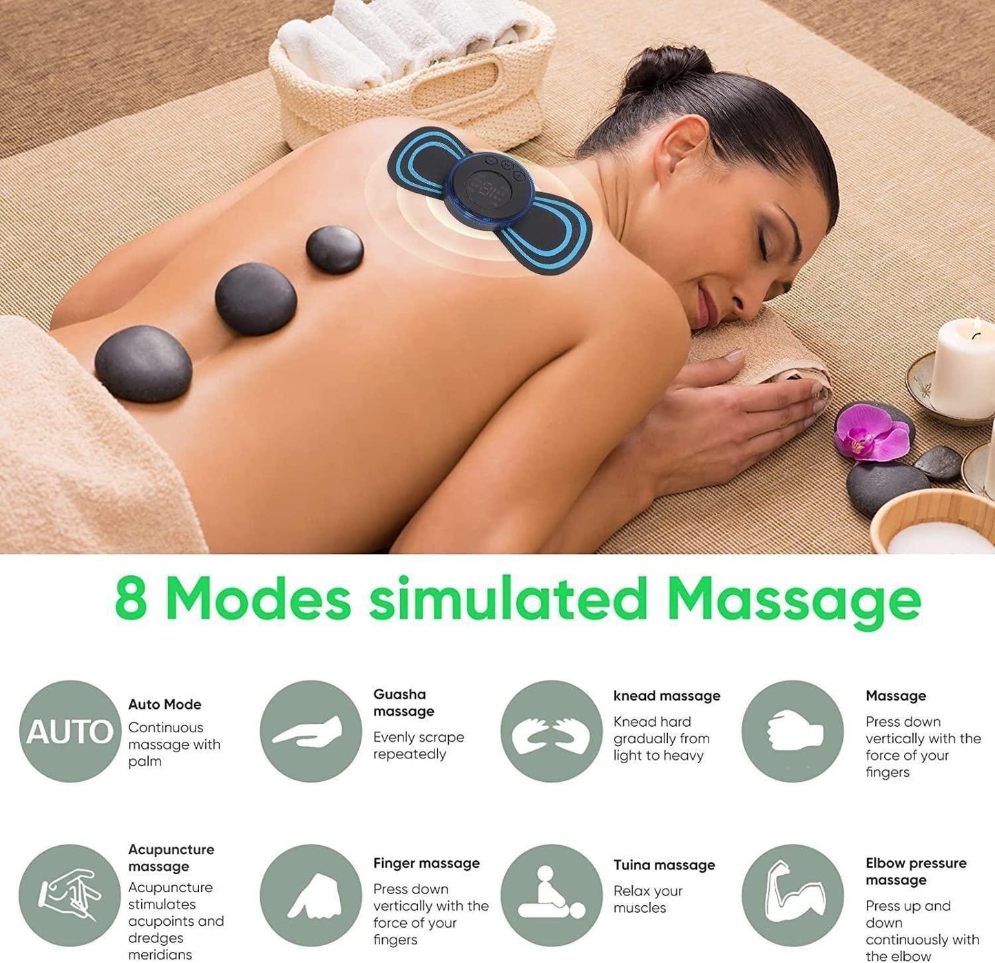 Rechargeable Mini Electric Massager – 8 Modes & 19 Strength Levels for Shoulder, Arms, Legs, and Back Pain Relief (Portable & Quiet, Unisex)