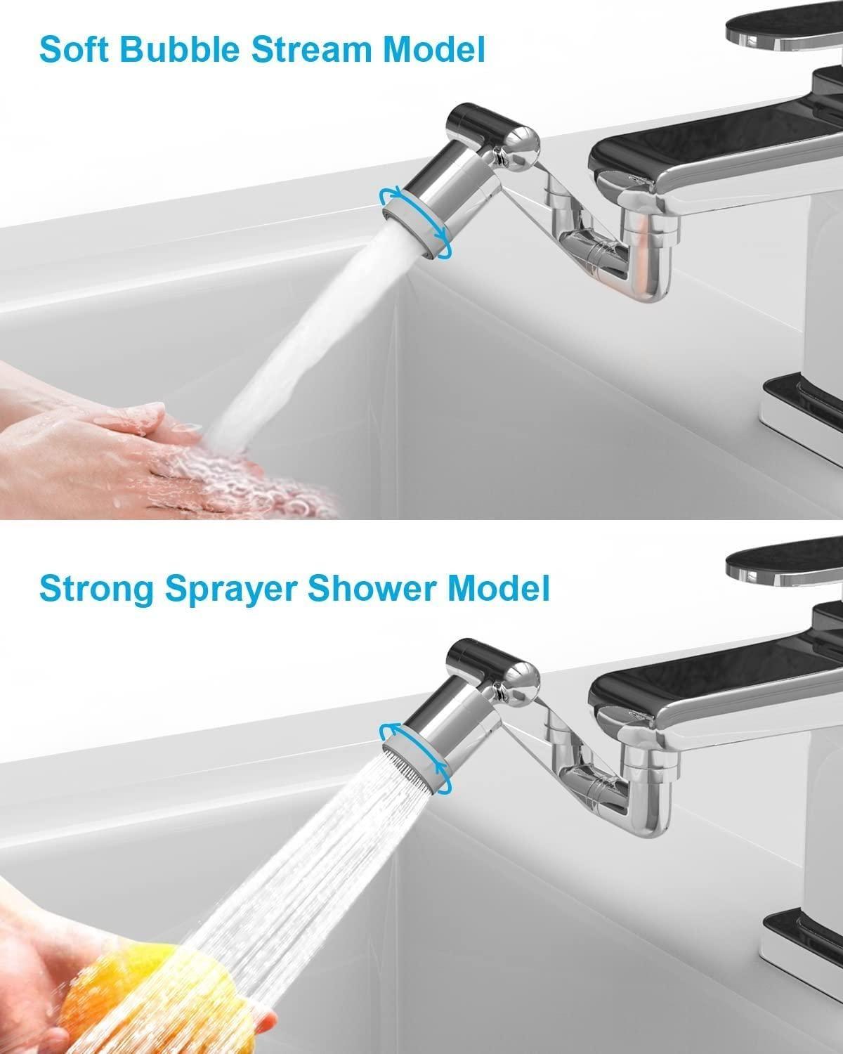360° Rotating Faucet Extender Aerator – Dual Water Modes, Universal Splash Filter Tap for Kitchen & Bathroom
