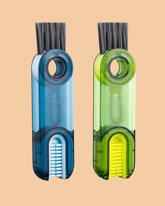 3 in 1 Bottle Gap Cleaner Brush with Mini Silicone Cup Holder Cleaner – Multi-Purpose Crevice Cleaning Tool (Pack of 2)