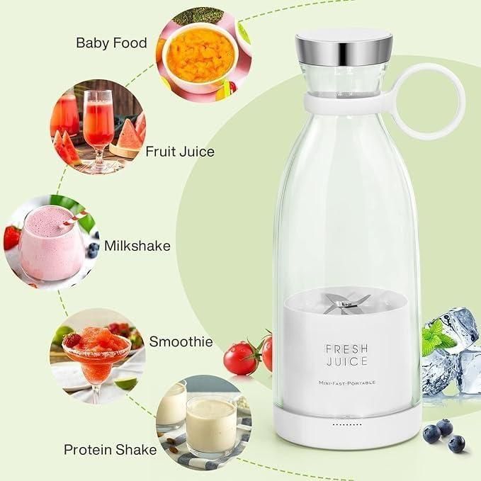 Travel Portable Mini Juice Blender - USB Rechargeable, Lightweight Personal Juicer Bottle
